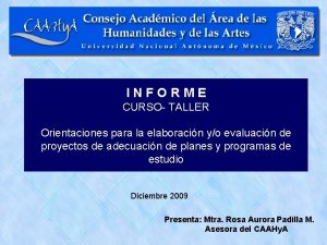 INFORME CURSO TALLER Orientaciones para la elaboracin yo