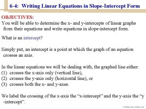 6 4 Writing Linear Equations in SlopeIntercept Form