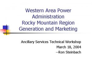 Western Area Power Administration Rocky Mountain Region Generation