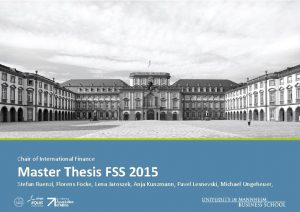 Chair of International Finance Master Thesis FSS 2015