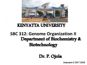 KENYATTA UNIVERSITY SBC 312 Genome Organization II Department