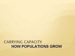 CARRYING CAPACITY HOW POPULATIONS GROW Population Density the