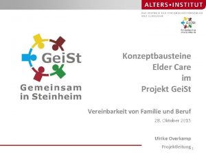 Konzeptbausteine Elder Care im Projekt Gei St Vereinbarkeit