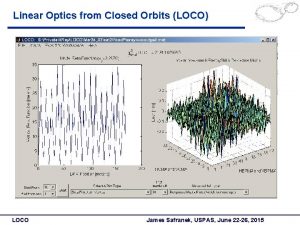 Linear Optics from Closed Orbits LOCO LOCO James