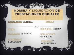 NOMINA Y LIQUIDACION DE PRESTACIONES SOCIALES LEGISLACION LABORAL