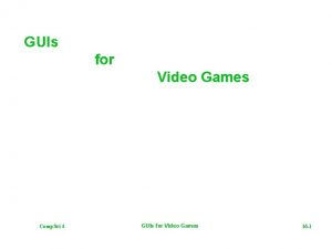 GUIs for Video Games Comp Sci 4 GUIs GUIs for Video Games Comp Sci 4 GUIs