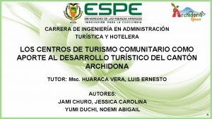 CARRERA DE INGENIERA EN ADMINISTRACIN TURSTICA Y HOTELERA