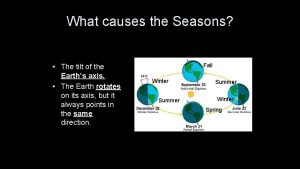 What causes the Seasons The tilt of the