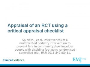 Appraisal of an RCT using a critical appraisal