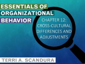 CHAPTER 12 CROSSCULTURAL DIFFERENCES AND ADJUSTMENTS AGENDA Culture