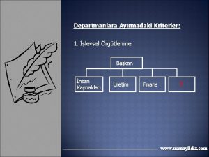 Departmanlara Ayrmadaki Kriterler 1 levsel rgtlenme Bakan nsan