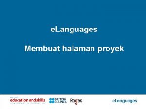 e Languages Membuat halaman proyek Proyek e Languages