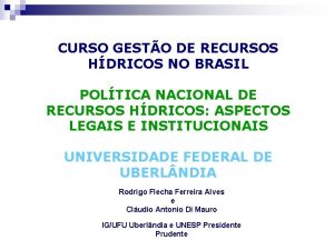 CURSO GESTO DE RECURSOS HDRICOS NO BRASIL POLTICA