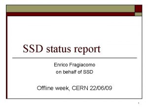 SSD status report Enrico Fragiacomo on behalf of