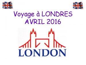 Voyage LONDRES AVRIL 2016 Les dates Du dimanche