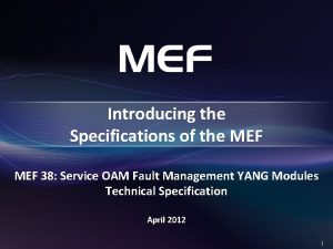 Introducing the Specifications of the MEF 38 Service