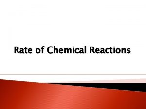 Rate of Chemical Reactions Rate of Chemical Reactions