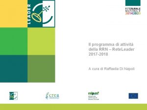 Il programma di attivit della RRN Rete Leader