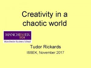 Creativity in a chaotic world Tudor Rickards ISSEK