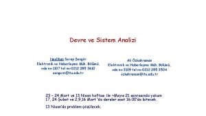 Devre ve Sistem Analizi Neslihan Serap engr Elektronik