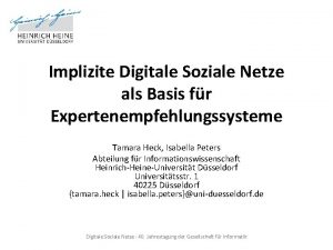 Implizite Digitale Soziale Netze als Basis fr Expertenempfehlungssysteme