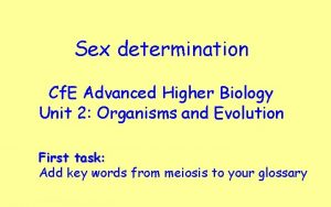 Sex determination Cf E Advanced Higher Biology Unit