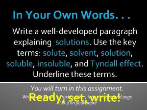 In Your Own Words Write a welldeveloped paragraph