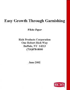 Easy Growth Through Garnishing White Paper Rich Products