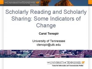 Scholarly Reading and Scholarly Sharing Some Indicators of