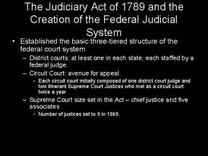 The Judiciary Act of 1789 and the Creation