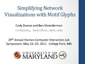 Simplifying Network Visualizations with Motif Glyphs Cody Dunne