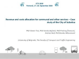 ICTS 2020 Portoro 17 18 September 2020 Revenue
