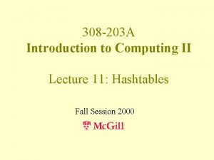 308 203 A Introduction to Computing II Lecture