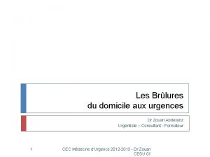 Les Brlures du domicile aux urgences Dr Zouari