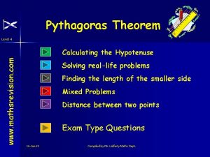 Pythagoras Theorem Level 4 www mathsrevision com Calculating