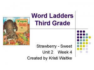 Word Ladders Third Grade Strawberry Sweet Unit 2