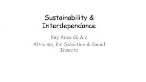 Sustainability Interdependance Key Area 6 b c Altruism