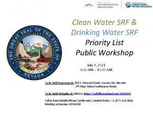 Clean Water SRF Drinking Water SRF Priority List