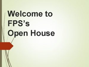 Welcome to FPSs Open House Agenda Teachers Iready