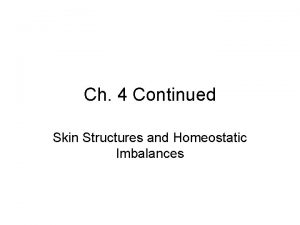 Ch 4 Continued Skin Structures and Homeostatic Imbalances