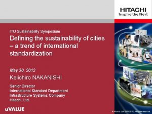 ITU Sustainability Symposium Defining the sustainability of cities