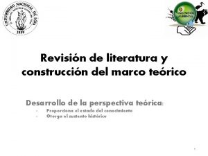 Revisin de literatura y construccin del marco terico