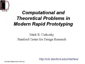 CDR Computational and Theoretical Problems in Modern Rapid