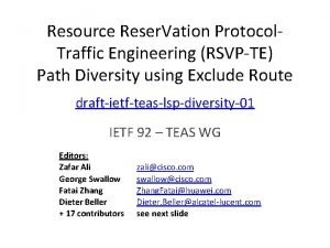 Resource Reser Vation Protocol Traffic Engineering RSVPTE Path