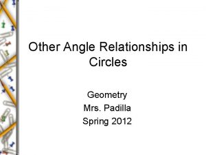 Other Angle Relationships in Circles Geometry Mrs Padilla