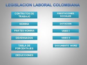 CONTRATOS DE TRABAJO PRESTACIONES SOCIALES NOMINA DOTACION PARTES