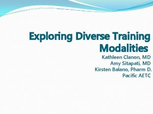 Exploring Diverse Training Modalities Kathleen Clanon MD Amy