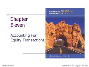 Chapter Eleven Accounting For Equity Transactions Mc GrawHillIrwin