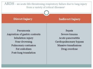 ARDS an acute lifethreatening respiratory failure due to