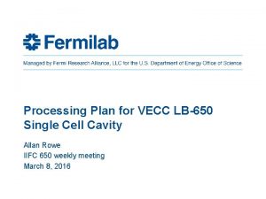 Processing Plan for VECC LB650 Single Cell Cavity